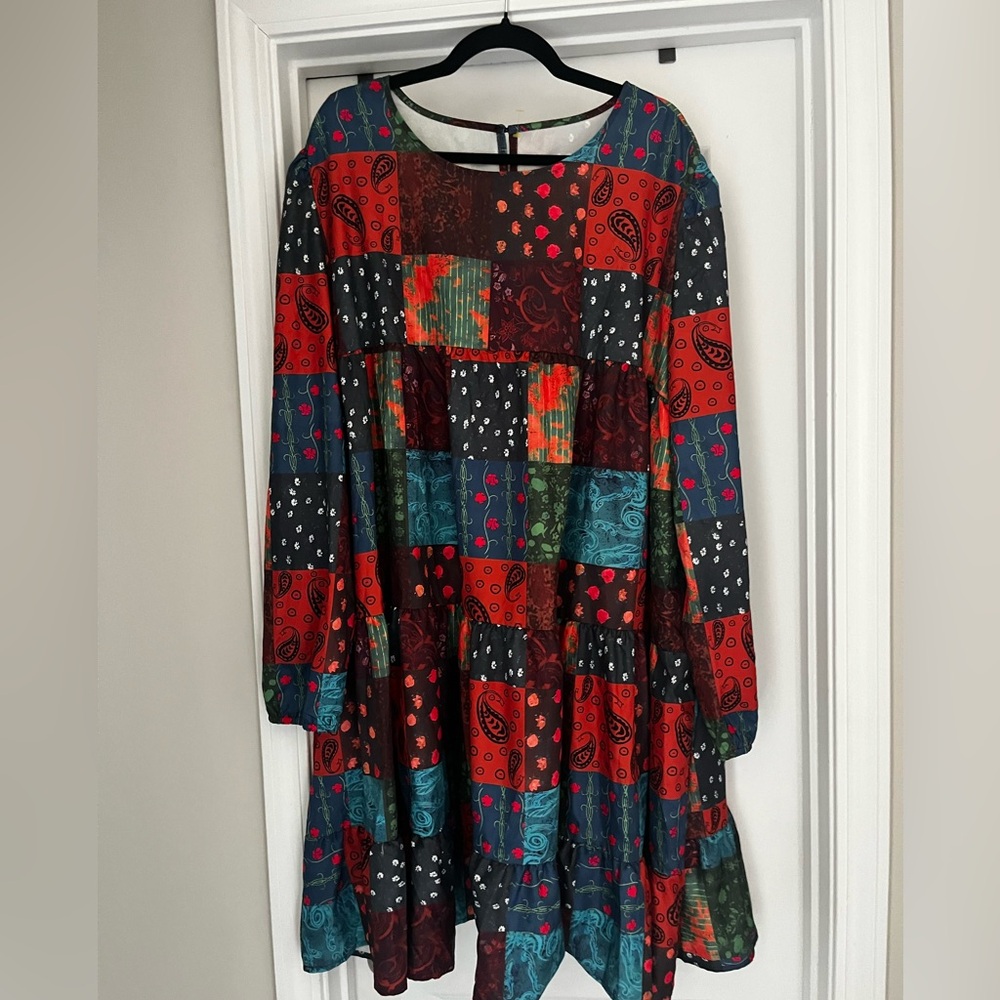 Patchwork Print Babydoll Dress